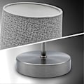 Miniatyrbilde 4 av 5: Moderne design bordlampe, grått stoff, matt nikkel metallbase, for E14 LED-pære, IP20