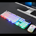 Miniatyrbild 4 av 7: Tangentbord Mus Combo Punk Retro Keycaps USB kabel Färgglad bakgrundsbelyst Slitstark ABS-tangentbord och mus för gaming Bärbar PC Vit Punk Set
