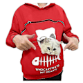 Miniatyrbillede 1 af 5: Fashion Katteelsker Hættetrøjer Kvinder Kængurulomme Hættetrøjer Hund Kæledyr Pote Pullover Toppe Langærmet Lynlås Hættetrøje Sudaderas Jzz Rød M