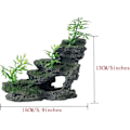 Miniatyrbillede 4 af 4: Miniature akvarium Mountain View Sten ornament, bryotree HULE LANDSKAB Kunstig akvariedekoration, (Oliven Sort)