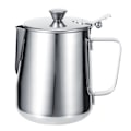 Miniatyrbilde 1 av 8: Rustfritt stål Tykke melkeskummende kopp Kanne Kaffekanne Latte Art med lokk for hjemmekaffe600ML