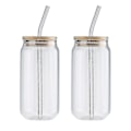Miniatyrbilde 3 av 5: 2 stk. Drikkeglass Kan Kopp Kald Drikke Kopp med Glassrør Lbamboocoverandstraw