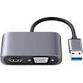 Pikkukuva 1 / 5: USB 3.0 - HDMI VGA -sovitin, USB - HDMI VGA -sovitin, tukee HDMI VGA:ta, 1080p Sync -ulostulo, yhteensopiva Windows 7/8/8.1/10 kanssa, videoadapteri