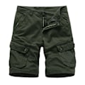Pikkukuva 1 / 5: Army Green Miesten Löysät Shortsit Vetoketjulla ja Useilla Taskuilla