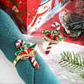 Miniatyrbillede 3 af 3: 6 stk. Emalje Jule Servietringe Elegante Juletræ Rensdyr Snefnug Servietholdere Jule Bryllupsfest Borddekoration A