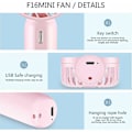Miniatyrbild 3 av 4: USB-fläktar Mini USB-fläkt, bordsfläkt med 3 justerbara hastigheter, USB-fickfläkt, uppladdningsbar, idealisk för sömn, kontor, resor, etc. (Rosa)
