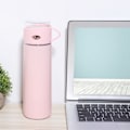 Miniatyrbilde 8 av 8: 500 ml dobbelt bruk gjennomsiktig lokk rosa rustfritt stål isolasjon vakuum kopp flaske for menn kvinner