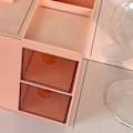 Miniatyrbillede 3 af 5: Kosmetik Opbevaringsboks Bordplade Papirservietboks Smuk Dekorativ Papirkurv Desktop Makeup Organizer til Soveværelse Sovesal Pink