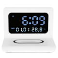 Miniatyrbilde 7 av 8: Klokketelefon trådløs lader digital alarmklokke multifunksjon elektronisk skrivebordskalender alarmklokke