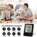 Miniatyrbillede 3 af 5: Digitalt rumstermometer hygrometer med komfortindikator, temperatur- og luftfugtighedsmåler til hjemmekontor, sort
