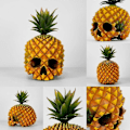 Miniatyrbillede 5 af 5: Halloween Sjovt Produkt Ananas-formet Kranie Ornament (1 stk - gul)
