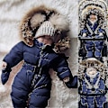 Miniatyrbild 2 av 5: Baby Hooded Jumpsuit - Unisex Romper för Pojkar och Flickor (0-24 Månader) 65cm Mörkblå