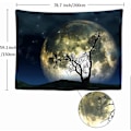 Miniatyrbillede 5 af 5: Dekorativt Vægtæppe til Soveværelset - Natur Træ Fuld Måne Nat - 200 x 150 cm Stor - Stof Tapet - Æstetisk Vægtæppe - Panorama Dekoration