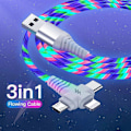 Pikkukuva 5 / 5: 1kpl Valovoimainen USB-latauskaapeli 3 in 1 2 in 1 LED Micro USB Type C 8pin -latauskaapeli matkapuhelimelle