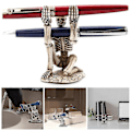 Miniatyrbillede 5 af 5: Penholder med uhyggeligt skeletdesign, penopbevaringsstativ i slidstærk resin, pladsbesparende skrivebordsorganisator til hjemmekontoret