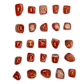 Pikkukuva 8 / 8: 25 kpl set Onnea parantavaa power Kiillotettu Kaiverrettu Vanhin aakkoset Chakra Rune Stones Lämmittelylle Redstone