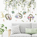 Miniatyrbild 3 av 4: En uppsättning Väggdekaler Växter Blommor Fågelburar Väggdekaler för Vardagsrum Sovrum Kontor Väggdekor