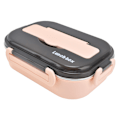 Miniatyrbillede 5 af 8: 1L Bento Box 304 Rustfrit Stål Rum Indelinger Lækagesikker Bærbar Termisk Madkasse med Spisepinde Ske til PicnicPink