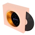 Pikkukuva 5 / 8: Retro Bluetooth-kaiutin herätyskello Vintage-levysoitintyylissä Kuu tähti yövalolla makuuhuoneen sisustukseen Pinkki