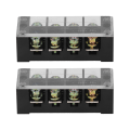 Miniatyrbillede 2 af 7: Terminal Strip Dual Row Screw Clamp Wire Terminal Block med klart dæksel til brobelysning 60A 600V 2stk 4 Position (604)