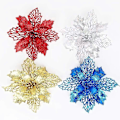 Miniatyrbillede 3 af 3: 6 stk. Glitter Kunstige Bryllups Juleblomster Glitter Juletræspynt (Guld)