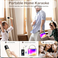 Pikkukuva 5 / 5: Karaokelaite Lapsille Aikuisille, Kannettava Bluetooth-kaiutin 2 Mikrofonilla Ja Rgb-valolla, Tukee Tf/aux-tuloa/hauska Taikaääni Kesäkuu 6.15 Beige