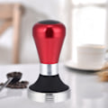 Miniatyrbillede 4 af 8: 58mm Justerbar Højde Rustfrit Stål Kaffe Pulver Tamper med Håndtag til Kaffemaskine Rød