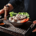 Miniatyrbilde 3 av 5: Keramisk Ramen-skålsett med skje og spisepinner
