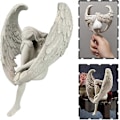 Miniatyrbillede 4 af 5: Udendørs havestatue, siddende engelstatue 15 x 13 x 8 cm, harpiks engel fe skulptur, havelandskaber