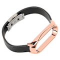 Miniatyrbillede 7 af 8: Rustfrit stål PU-læderrem med kofangerkasse Smart Watch-udskiftningstilbehør Passer til Mi Band 7 sort og guld