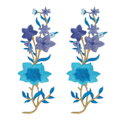 Miniatyrbild 1 av 8: Blomsterlapp 2 blommor ljusa färgade polyester specialmönster broderad lapp för väskor kläder kjolar skor blå