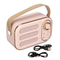 Pikkukuva 1 / 8: Bluetooth-kaiutin, stereo HiFi -ääni, USB-lataus, retro, kannettava langaton kaiutin kotiin ja matkoille, vaaleanpunainen