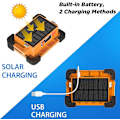 Miniatyrbilde 3 av 5: Bærbar oppladbar LED-spotlight - 60W, 3000 lumen, 9000mAh batteri, 4 moduser, solcellepanel - Ideell for camping og DIY