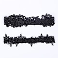 Miniatyrbild 2 av 4: Spetsbrudslårband Set Stretchigt Blommigt Design för Brudar Svart Bröllopsbenaccessoar
