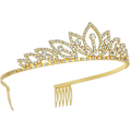 Miniatyrbillede 2 af 5: Guld Krystal Rhinestone Bryllup Tiara Kam - Prinsesse Pageant Brudebal Pandebånd