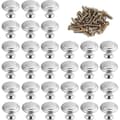 30 Pcs Round Cabinet Door Knobs 30mm Modern Stainless Steel Kitchen Cabinet Handles Mushroom Shaped Metal Drawer Pulls with 30 Pcs Screws Decor