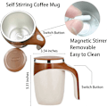 Miniatyrbillede 3 af 5: Automatisk Magnetisk Omrører Kaffekrus, Roterende Hjemmekontor Rejse Blandekop Sjovt Elektrisk Rustfrit Stål Selv Omrørende Kaffekop, Egnet