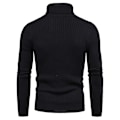 Miniatyrbilde 2 av 4: Slank Passform Svart Polo Hals Strikket Genser Pullover XL