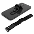 Miniatyrbilde 5 av 8: MOMOSTICK Mobiltelefon Stick Gel Pad Fingerrem Glitter Grip Stativ med Telefon Armbånd Svart