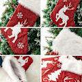 Miniatyrbillede 3 af 4: Julestrømper, 4 stk. 50 cm Store Julestrømper, Sækkelærreds-stil Snefnug, Juletræ og elg og Plys Faux Fur Manchetstrømper, til Familieferie