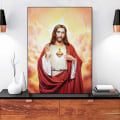 Miniatyrbild 4 av 4: Christian Fresco printed sidentyg väggkonst för auditorium och kyrkodekor (30x40cm, oinramad)