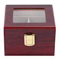 Miniatyrbild 1 av 8: Trä 2 Grid Watch Display Box Transparent fönster Watch förvaringsbox (röd)