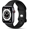 Miniatyrbillede 1 af 5: Sort silikone-erstatningsrem til Apple Watch - Kompatibel med Iwatch SE Series 8 7 6 5 4 3 2 1 (38mm/40mm)