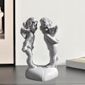 Miniatyrbillede 4 af 5: Sød Engelstatue til Par Udendørs Have Kerub Skulptur Boligdekoration