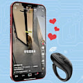 Miniatyrbilde 2 av 5: Bluetooth Fjernkontroll Sideskifter for iPhone iPad Android Kamera Lukker Selfie Ring Fjernkontroll
