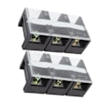 Miniatyrbilde 3 av 8: 2stk Wire Barrier Block Terminal Strip 600V 100A TC Fast Jern Dual Rader Terminal Strip med deksel Svart 3 Posisjoner (1003)