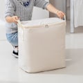 Miniatyrbillede 1 af 5: Canvas Opbevaringspose til Garderobe, Stor Blød Organizer til Sengetøj og Tøj - Beige