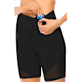 Miniatyrbillede 3 af 5: Højt taljede sorte mesh biker shorts med sidelommer