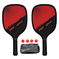 Miniatyrbild 1 av 8: Pickleball-racketset med ergonomisk design, 1 par träpickleball-paddel med 4 bollar och bärväska för inomhus- och utomhusträning, röd