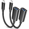 Miniatyrbild 1 av 5: 2 st Svarta USB C Hane till USB 3.0 Hona Adapter 2-Pack, Thunderbolt 3 Typ C OTG-omvandlare för MacBook Pro, iPad Air 4 5, Galaxy Z Fold 5, S23 S22 Plu